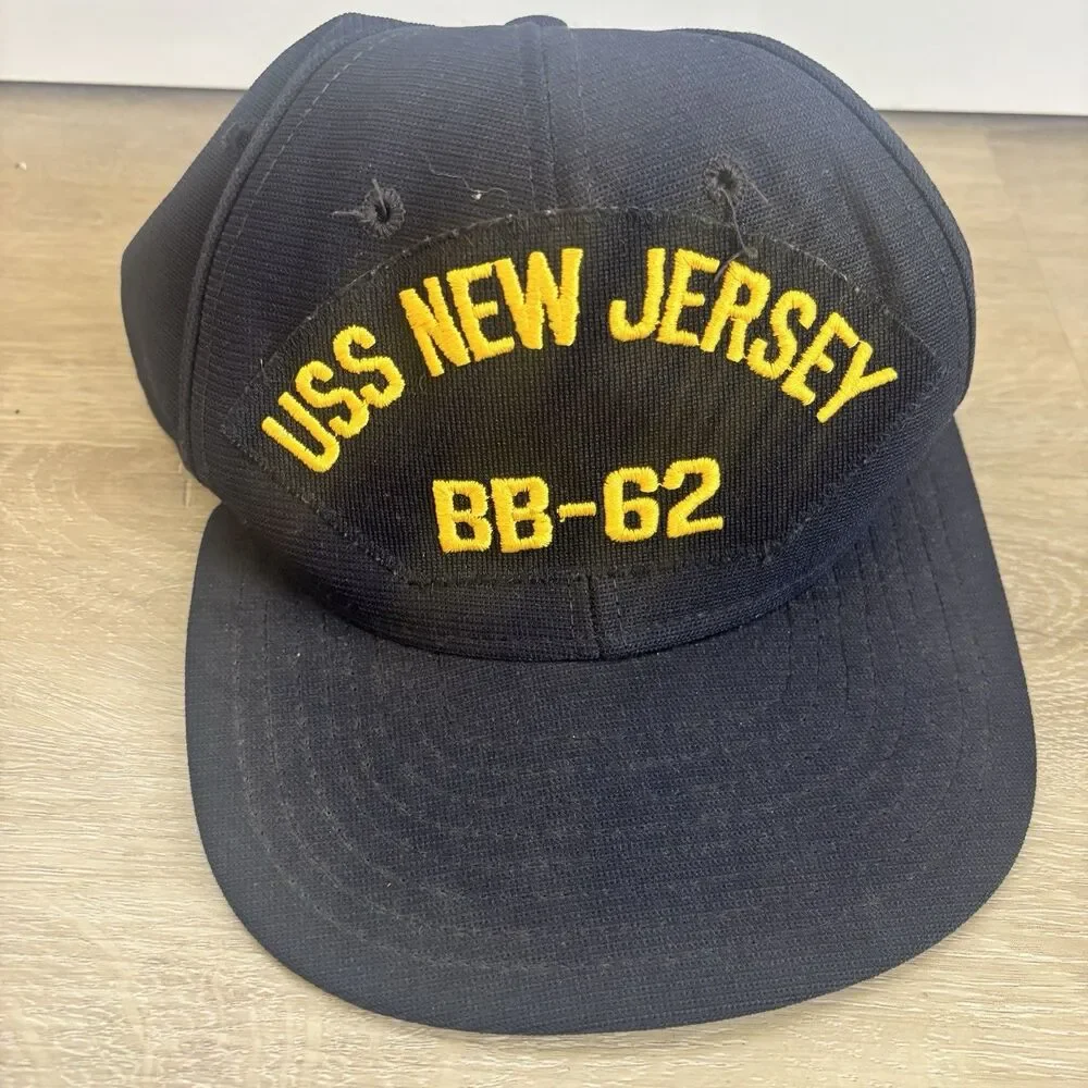 Vintage New Era USS New Jersey BB-62 Snapback Hat Cap Military Navy USA Made Med